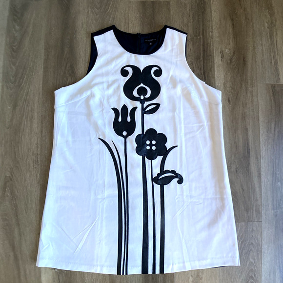 Victoria Beckham x Target Mod Shift Dress Sz 3XL White Black Tulip Applique - Picture 1 of 12